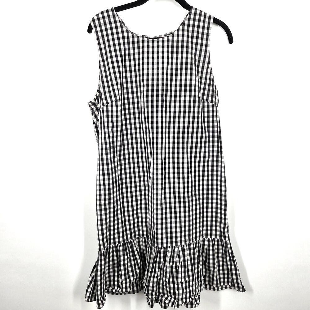 J. Crew Black and White Gingham Midi Dress